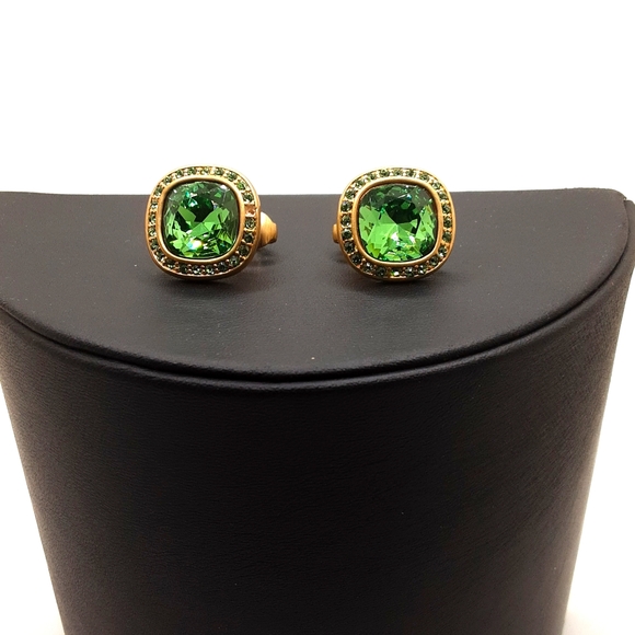 Givenchy Jewelry - Vintage Givenchy Green Crystal Clip-on Earrings